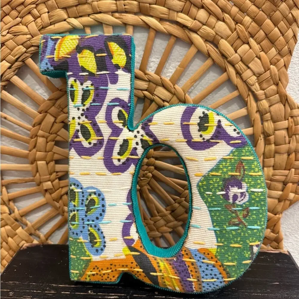Anthropologie Quilted Colorful Alphabet Wall Decor Letter B